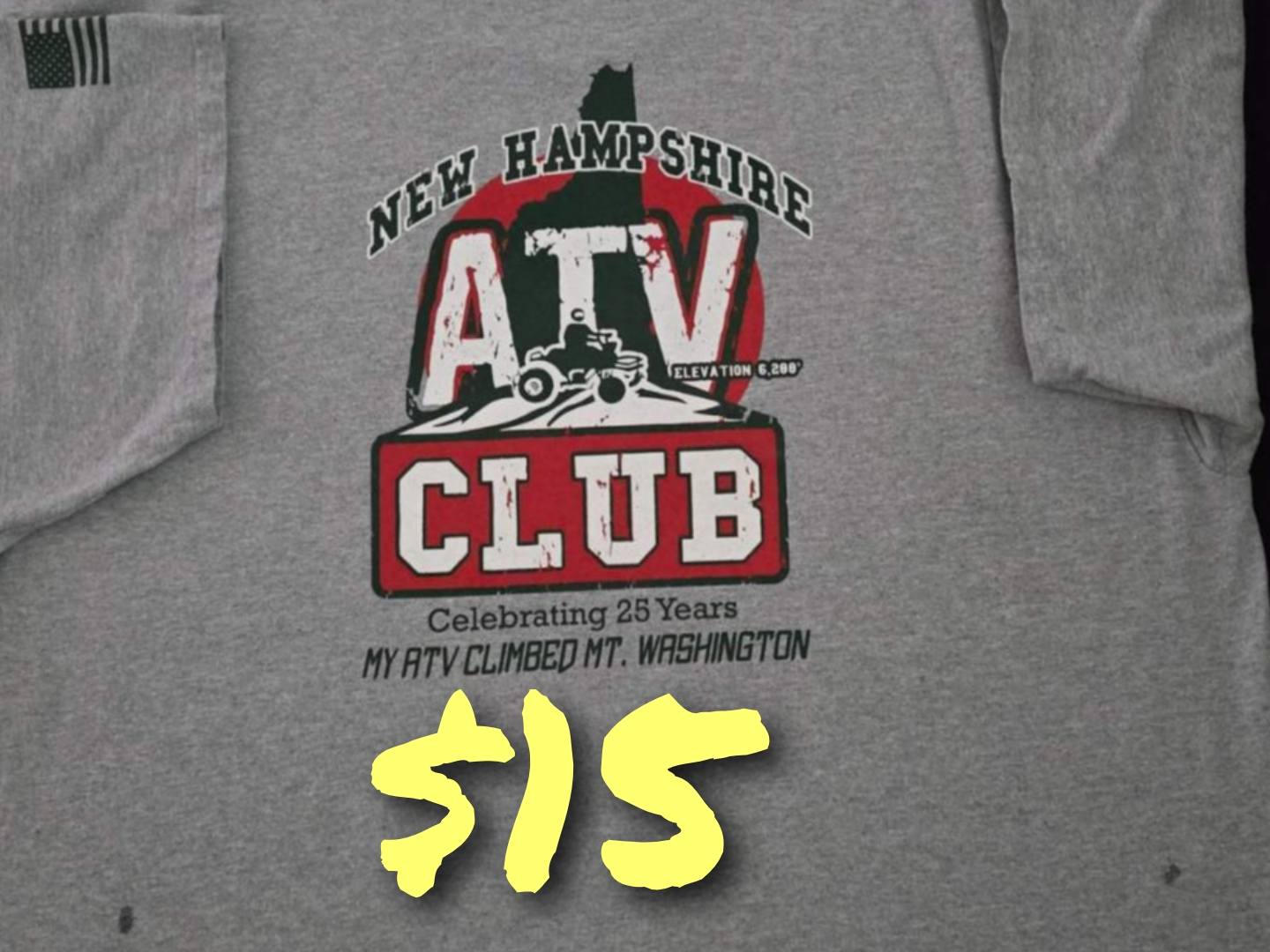NH ATV Club t-shirts now available for $15 and $5